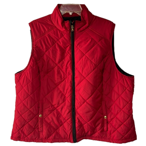 Ralph Lauren Jackets & Blazers - Women’s Ralph Lauren puffer vest red black size 3XL zip up with gold accents nwt